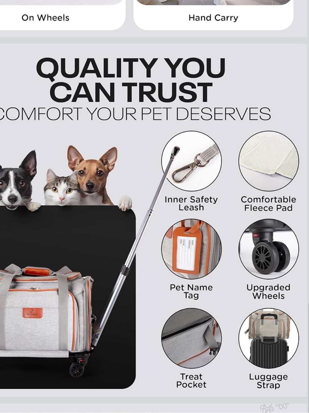 Dog/Cat/Pet Carrier with Wheels - Airline Approved - Expanded Sides NEW - Picture 5 of 11